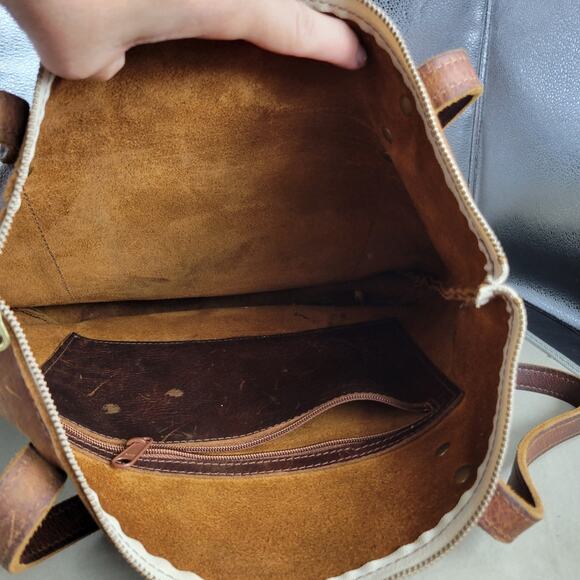 Cageless Birds Leather Tote Bag Large Shoulder Purse Brown Handcraft Minimalist - Picture 8 of 13